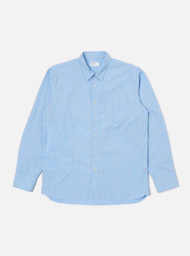 Universal Works Patched Shirt in Blue Vila Stripes