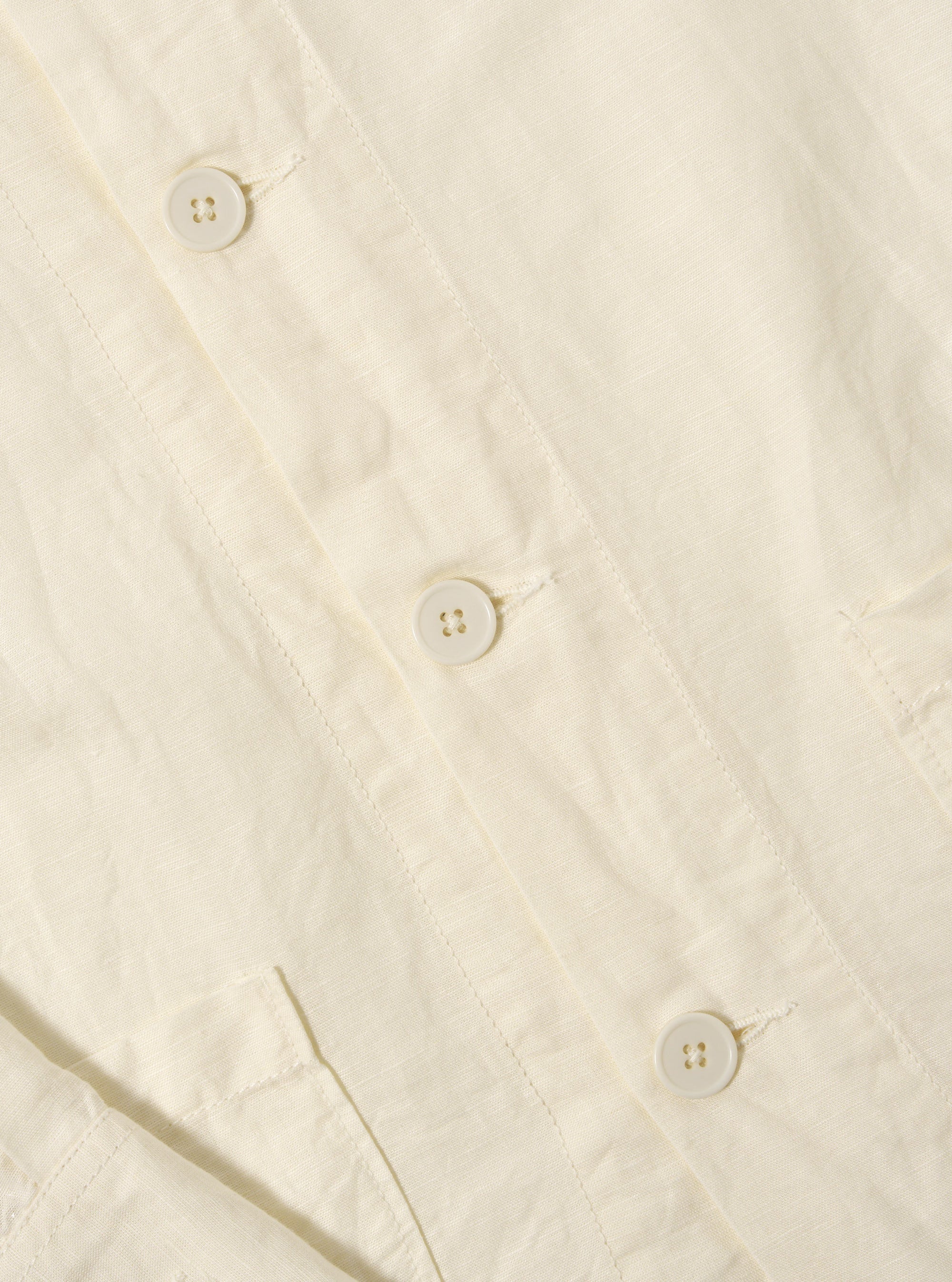 Universal Works Travail Overshirt in Ecru Linen Cotton Shirting