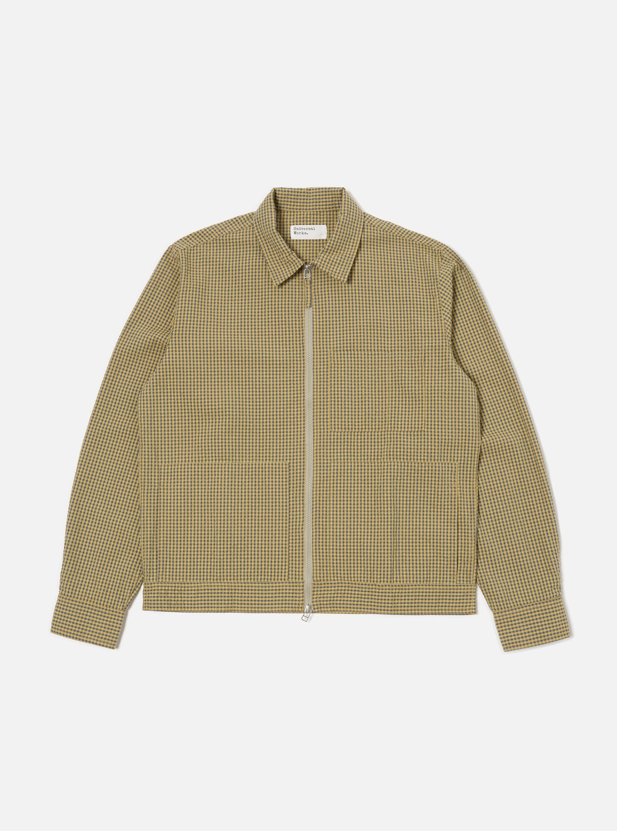 Universal Works Zip Uniform Jacket in Yellow Japanese Seersucker