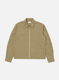 Universal Works Zip Uniform Jacket in Yellow Japanese Seersucker