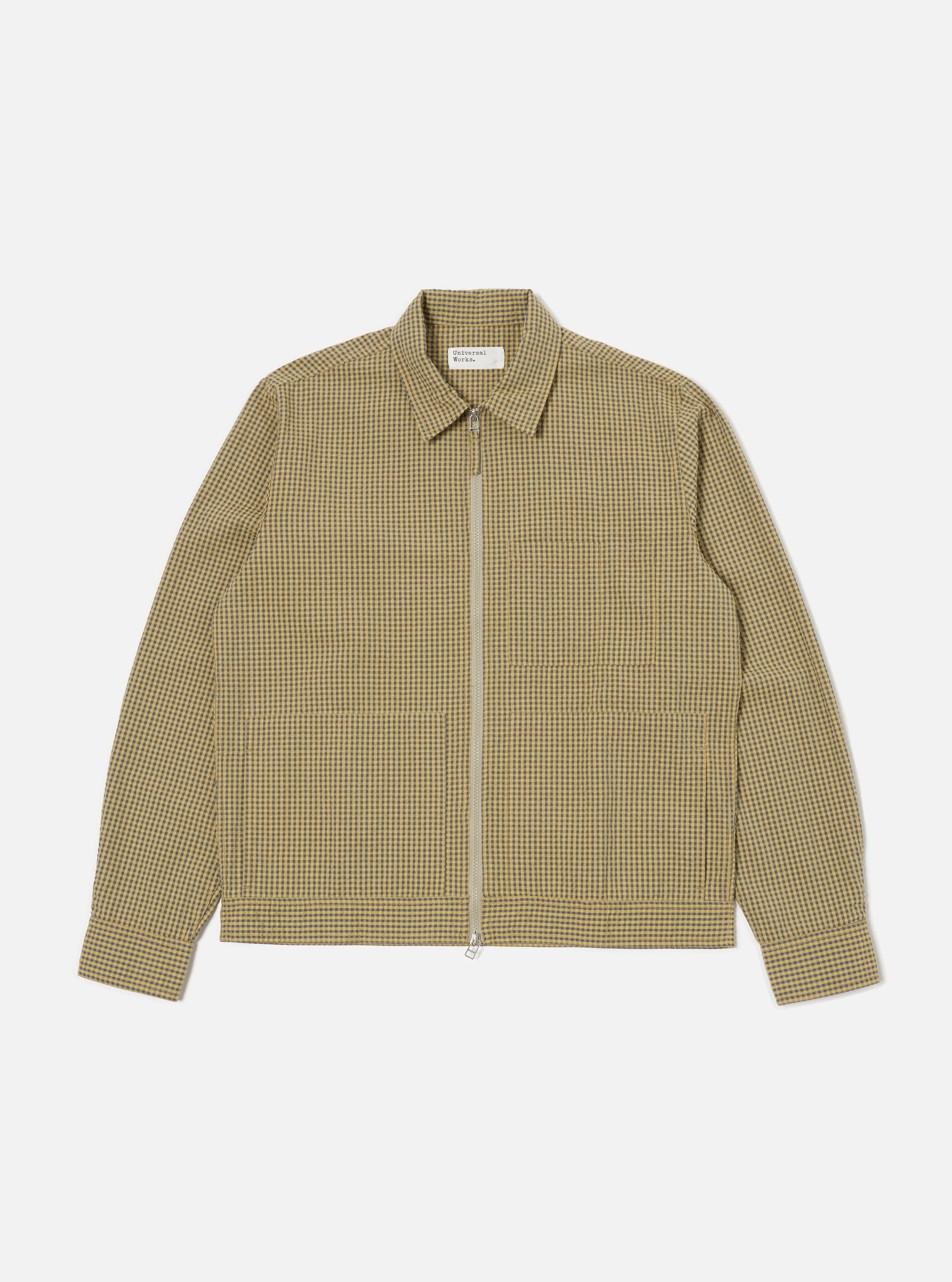 Universal Works Zip Uniform Jacket in Yellow Japanese Seersucker
