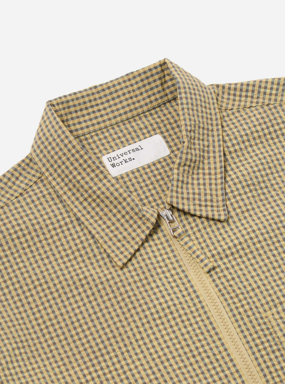 Universal Works Zip Uniform Jacket in Yellow Japanese Seersucker