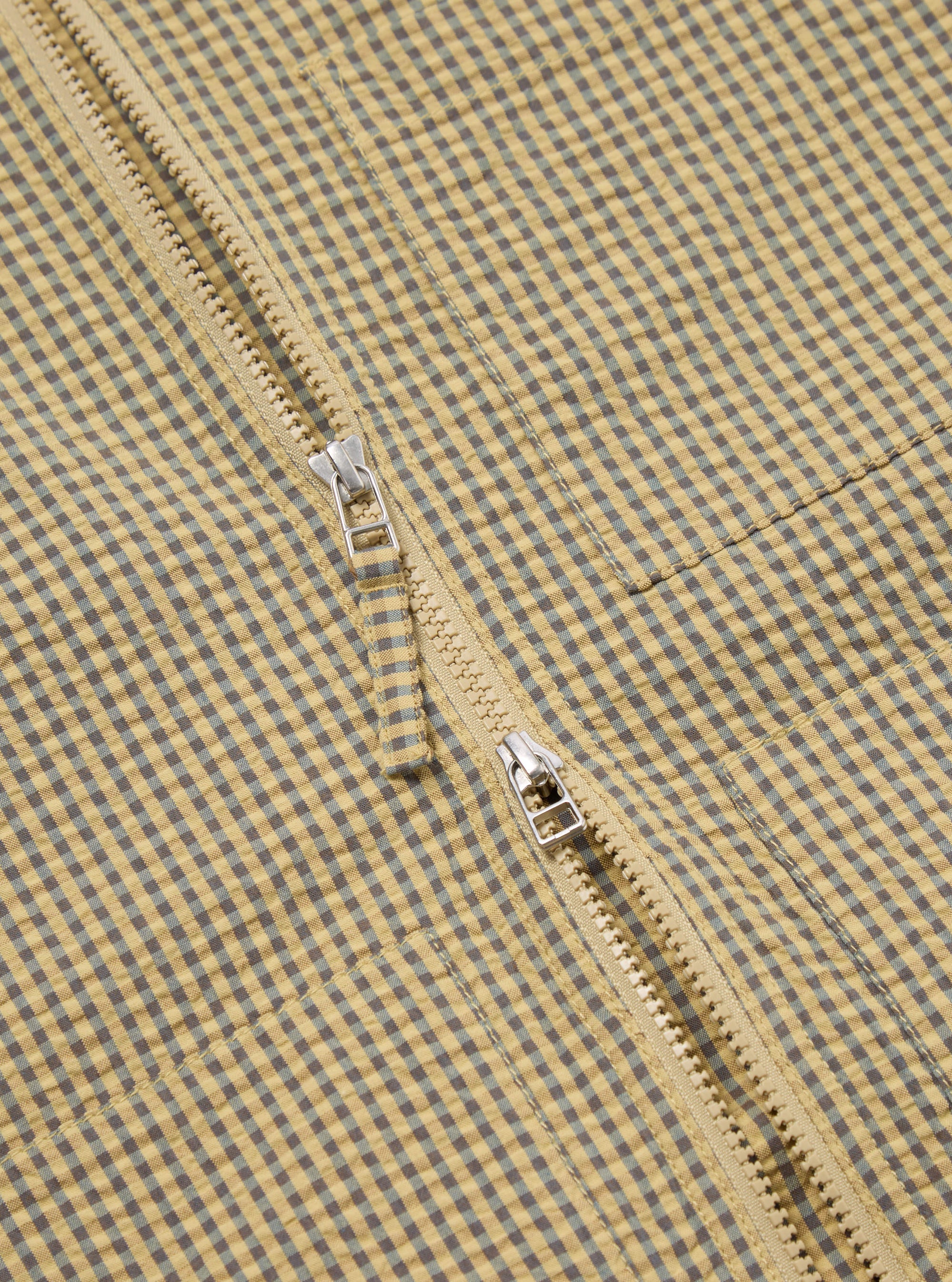Universal Works Zip Uniform Jacket in Yellow Japanese Seersucker