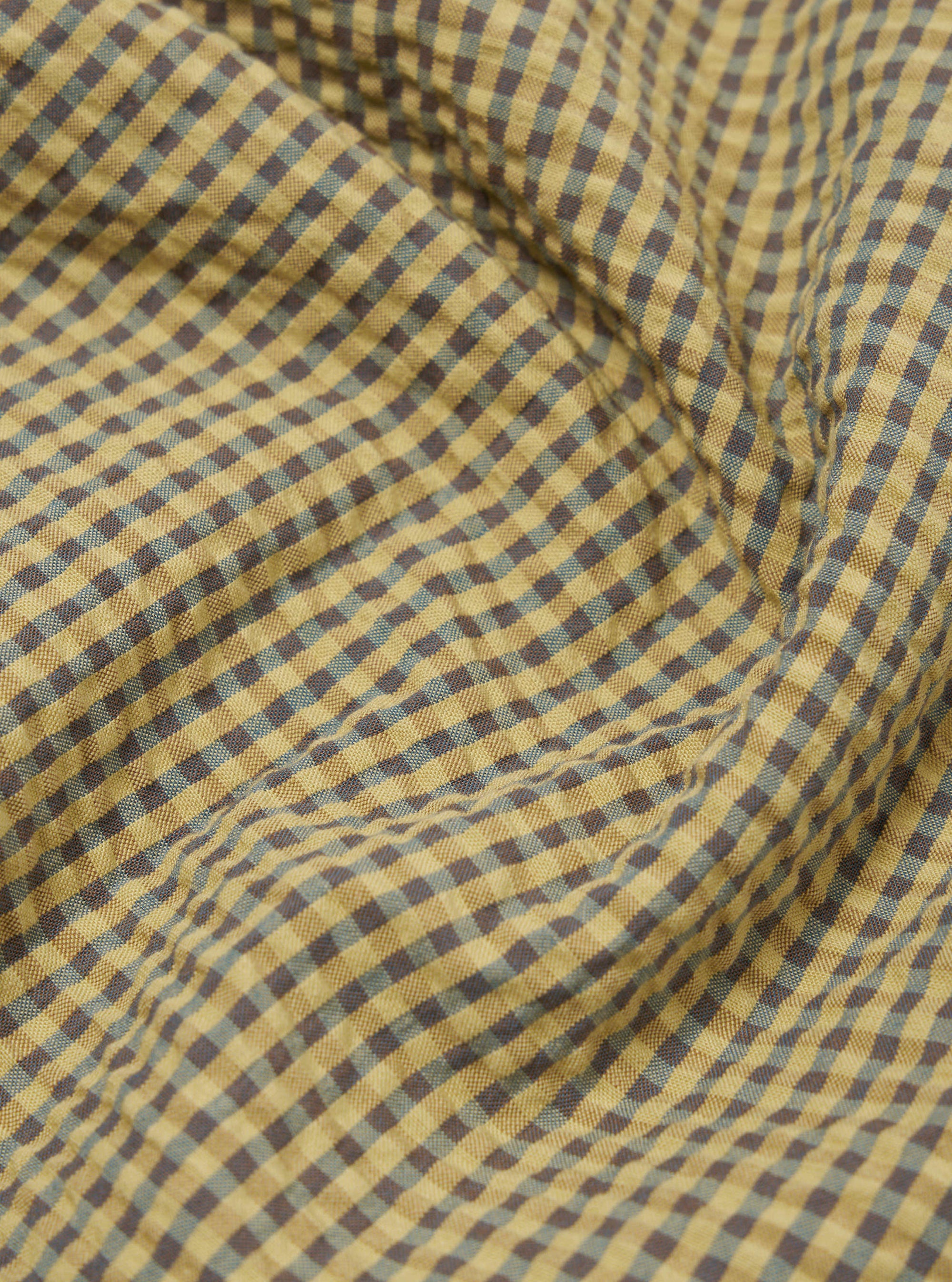 Universal Works Zip Uniform Jacket in Yellow Japanese Seersucker