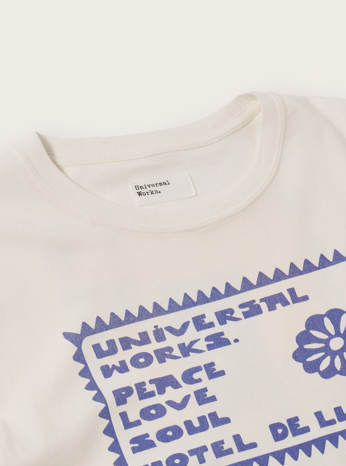 Universal Works Print Tee in Ecru/Yellow Single Jersey Pickup