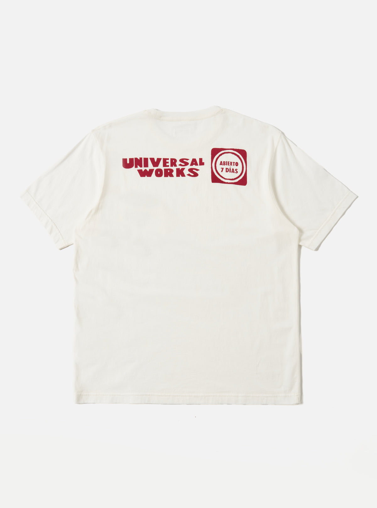 Universal Works Print Pocket Tee in Ecru/Red Single Jersey