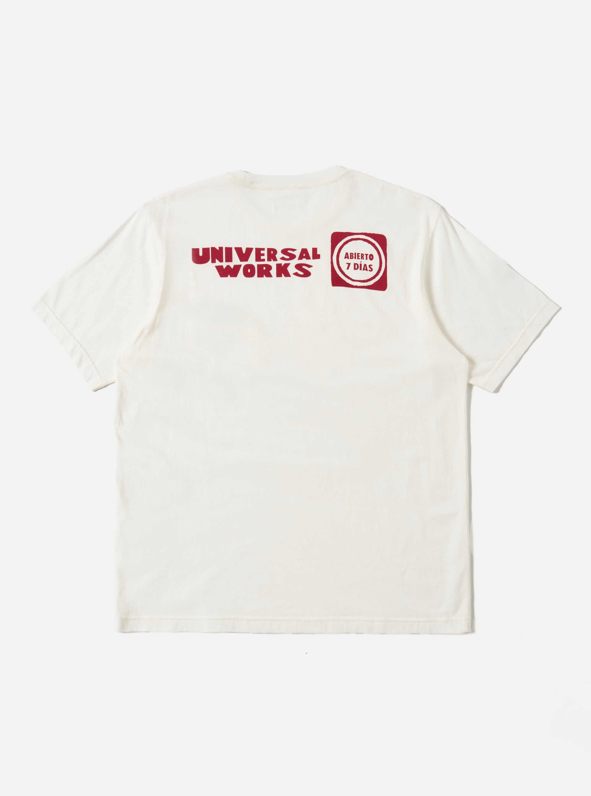 Universal Works Print Pocket Tee in Ecru/Red Single Jersey