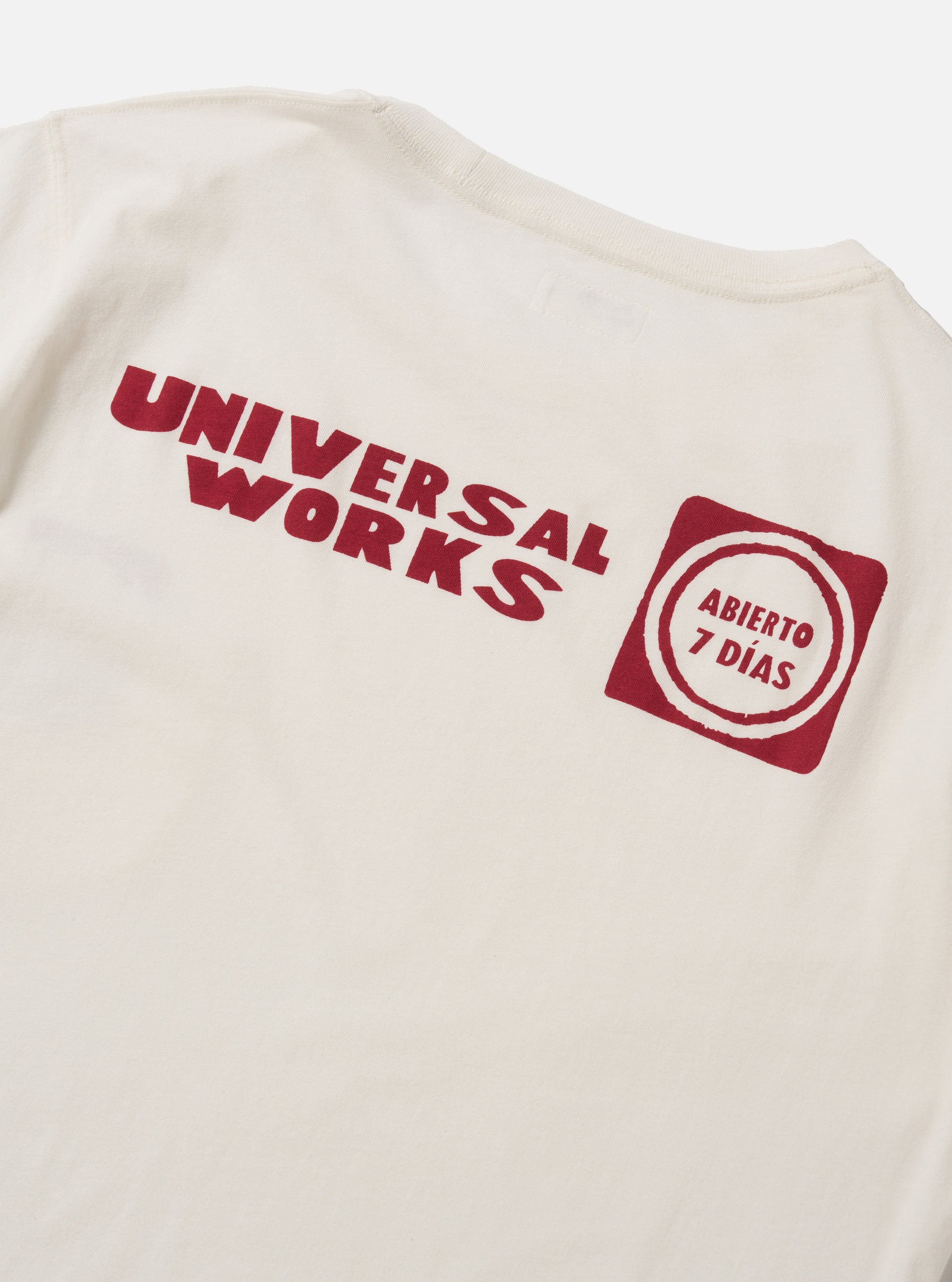 Universal Works Print Pocket Tee in Ecru/Red Single Jersey