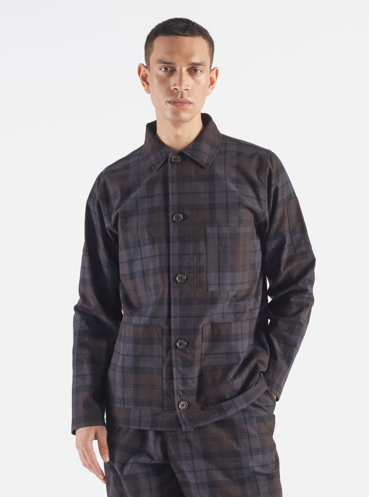 Universal Works Coverall Jacket in Brown/Charcoal Oak Check