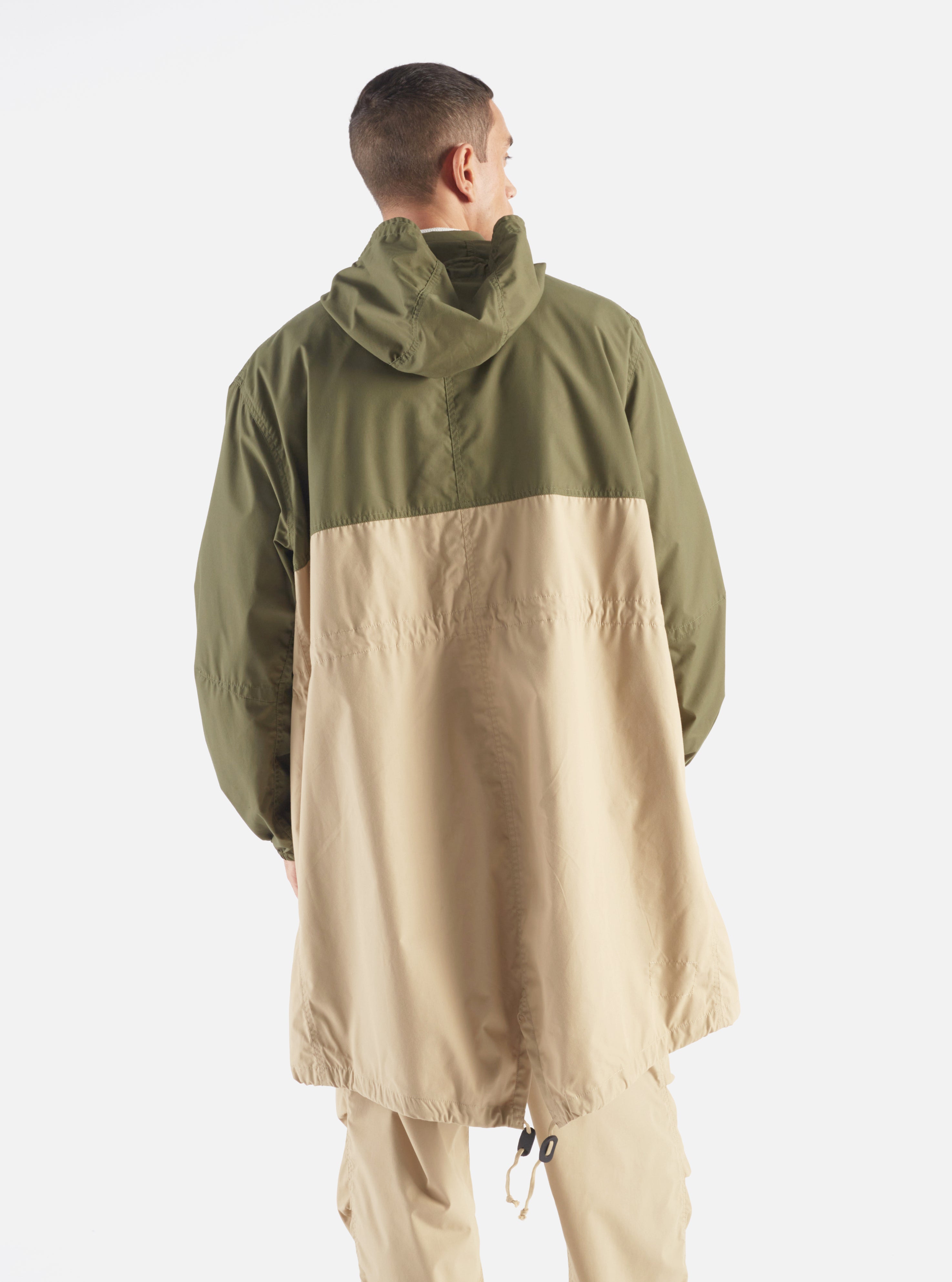 Universal Works Beach Parka in Olive/Sand Recycled Poly Tech