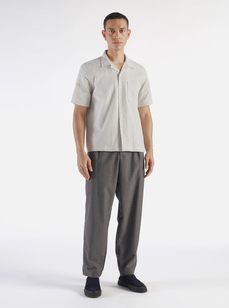 Universal Works Pleated Track Pant in Grey Marl Tropical Suiting