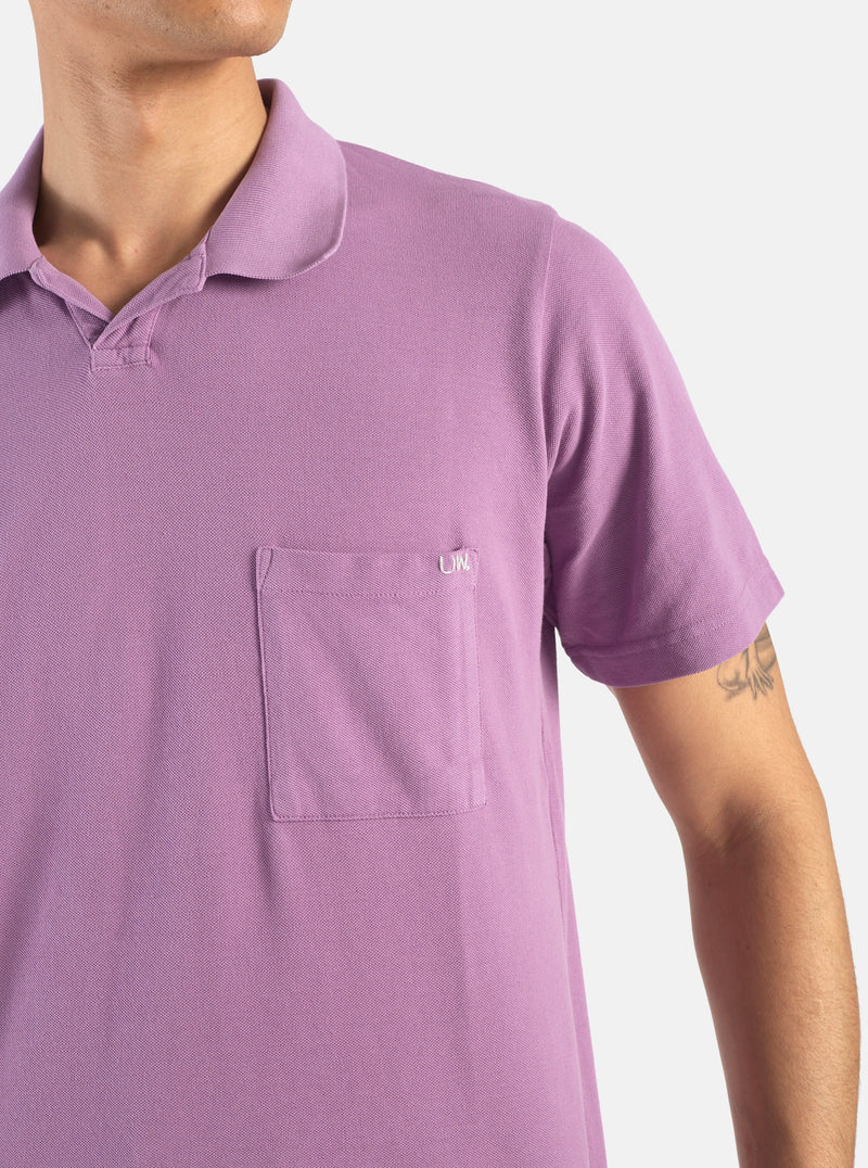 Universal Works Vacation Polo in Lilac Piquet