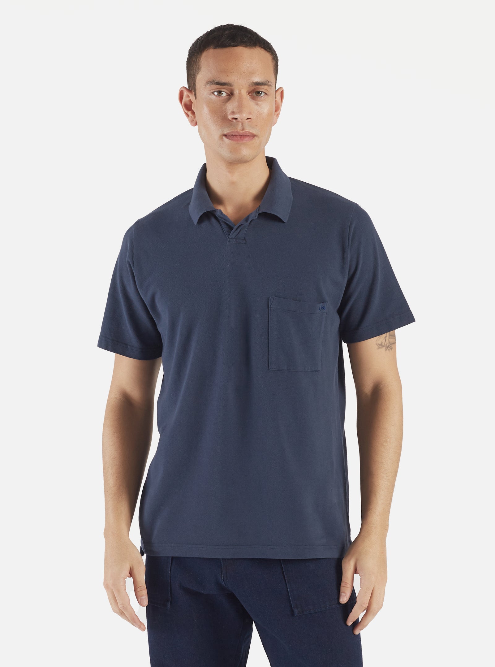 Universal Works Vacation Polo in Navy Piquet