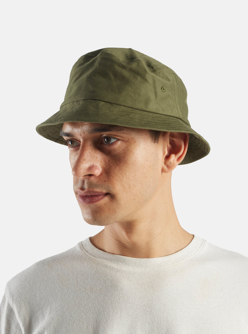 Universal Works Beach Hat in Light Olive Twill