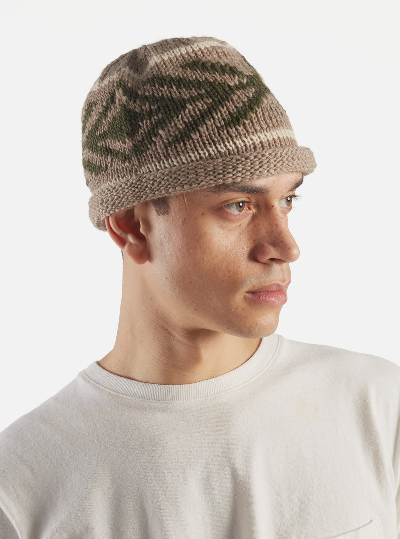 cableami® Watch Cap in Beige Wool Jacquard