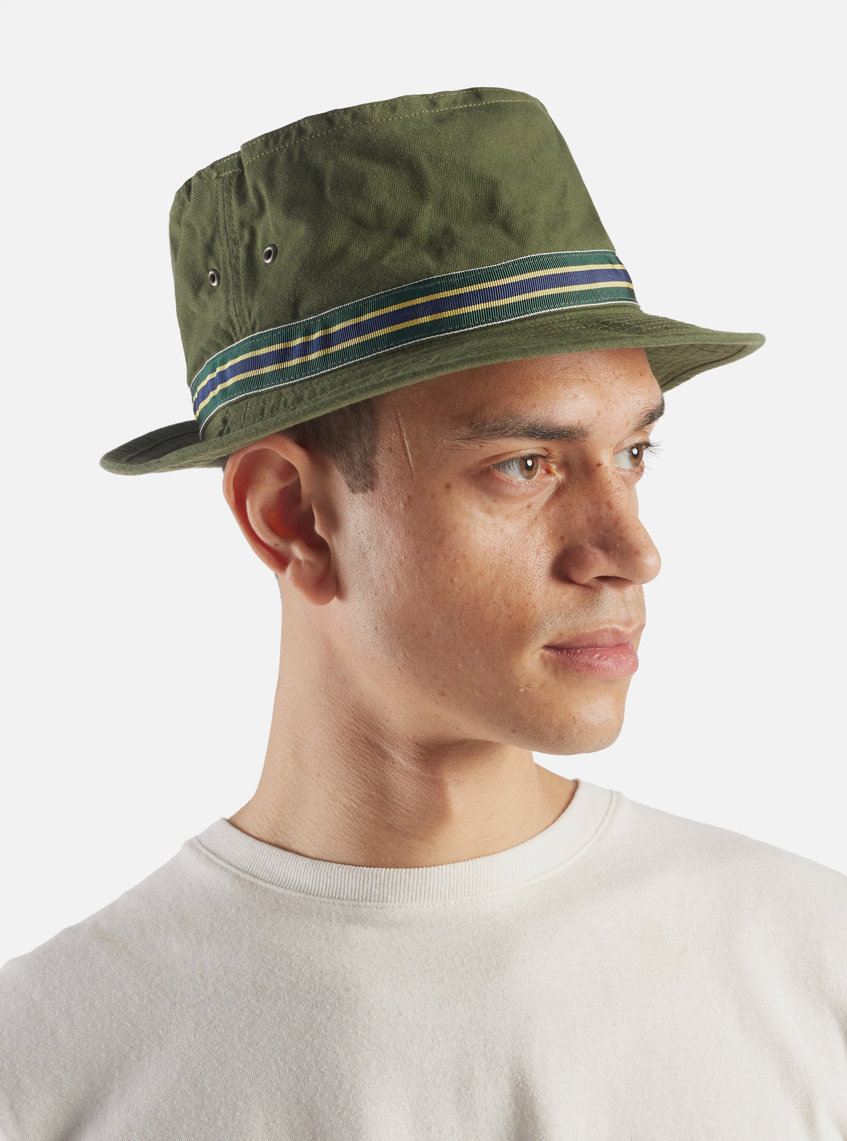 cableami® Pork Pie Hat in Olive Chino Cotton