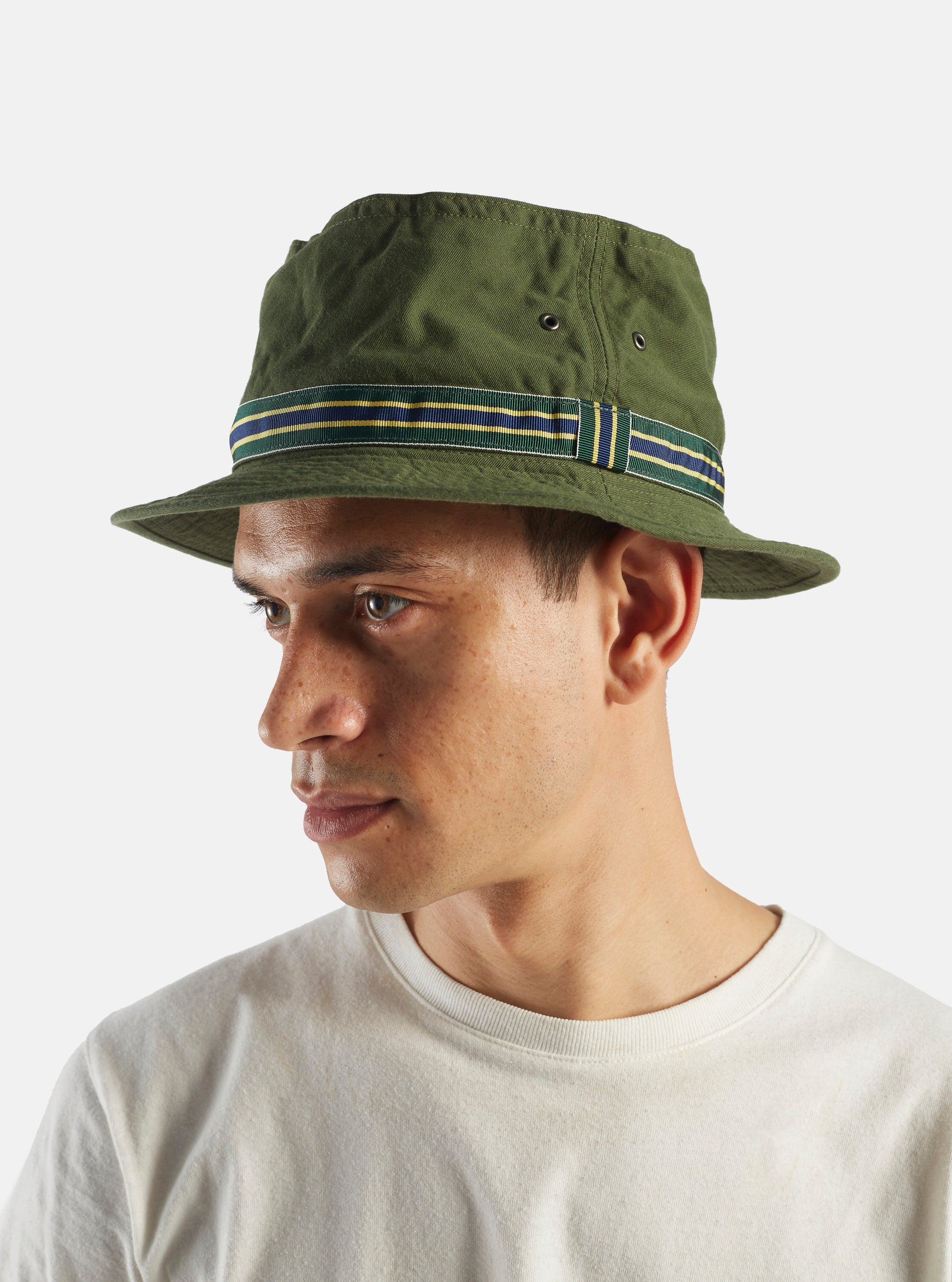 cableami® Pork Pie Hat in Olive Chino Cotton