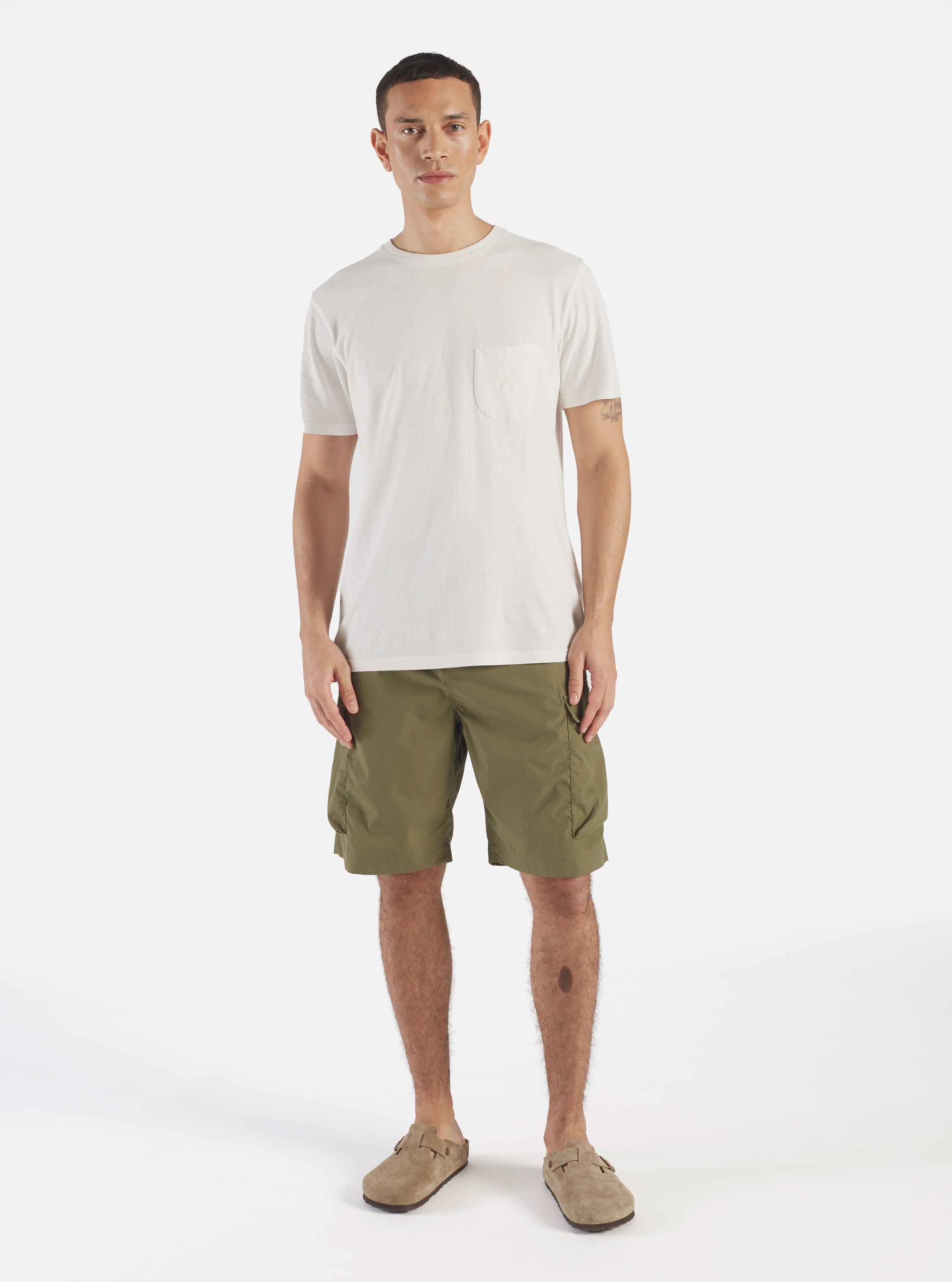 Universal Works Parachute Short in Olive Recycled Poly Tech