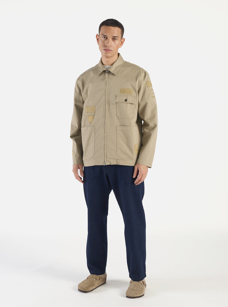 Universal Works Gower Jacket in Embroidered Stone Twill