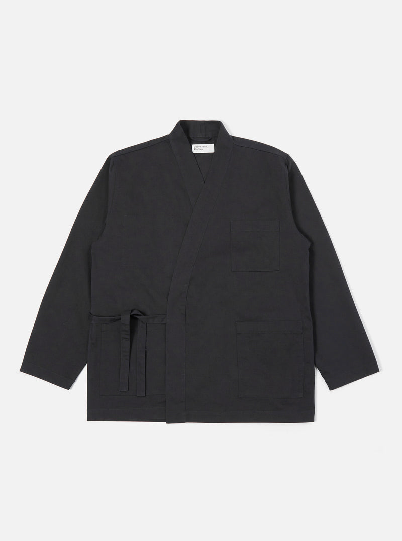 Universal Works Kyoto Work Jacket in Black Twill