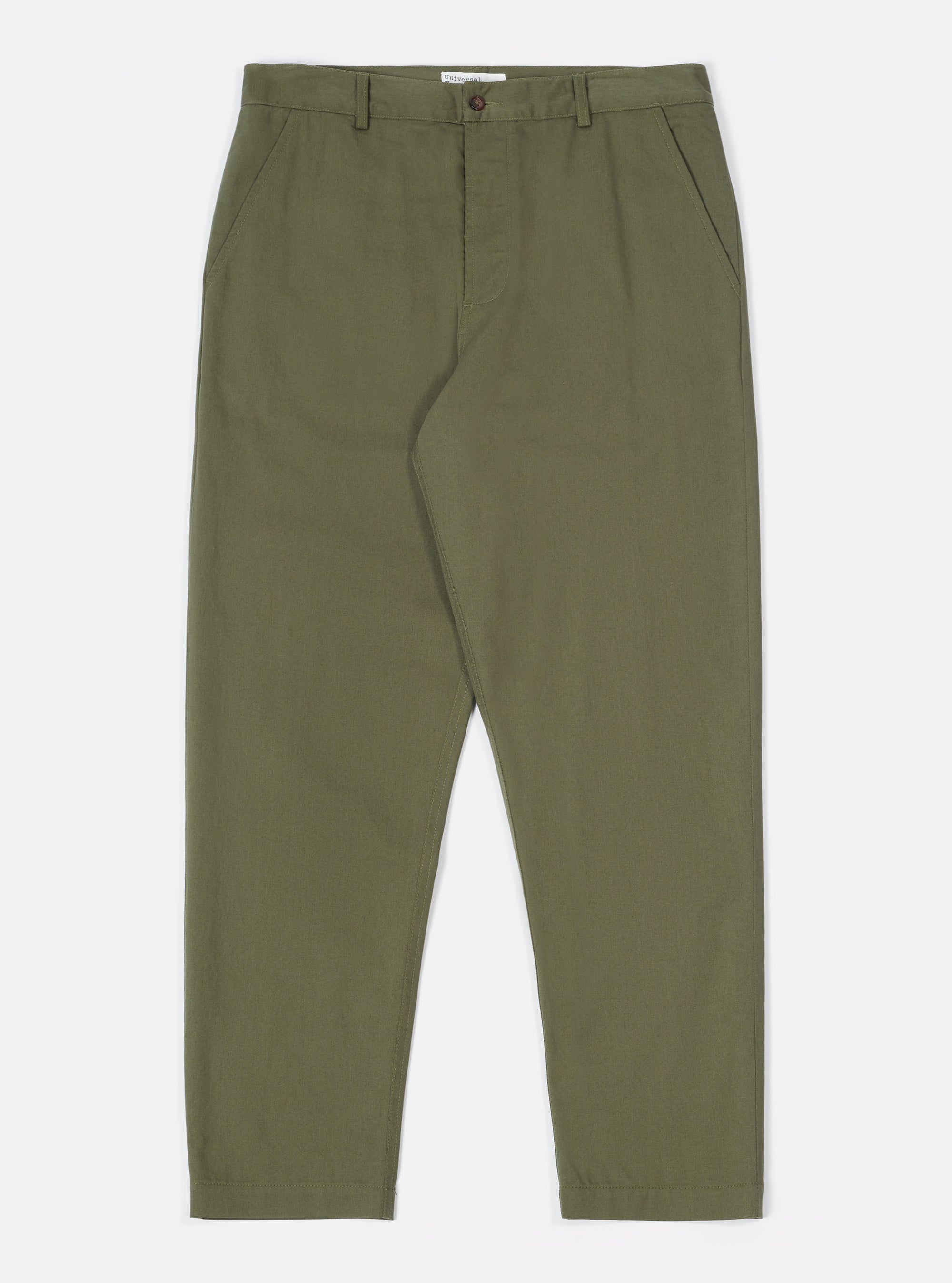 Universal Works Military Chino in Light Olive Twill