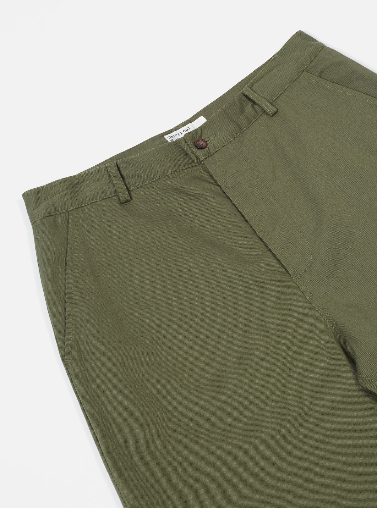 Universal Works Military Chino in Light Olive Twill