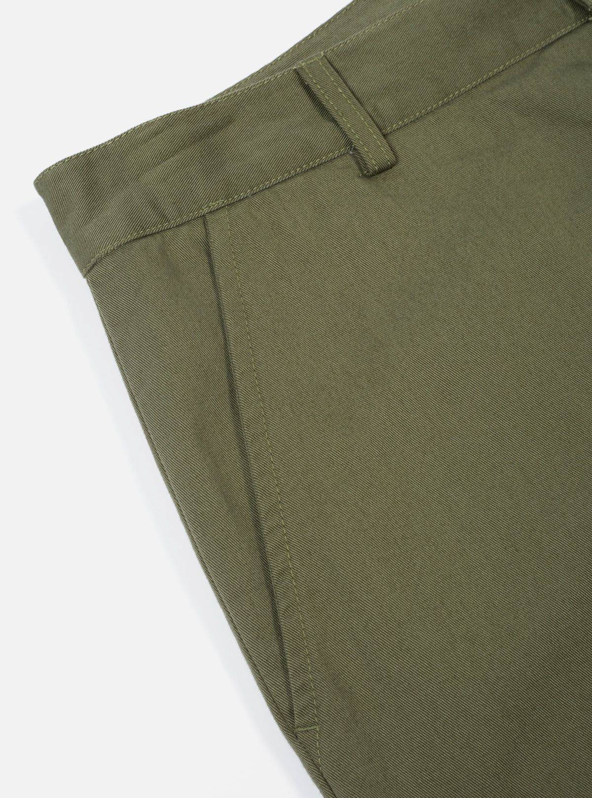 Universal Works Military Chino in Light Olive Twill