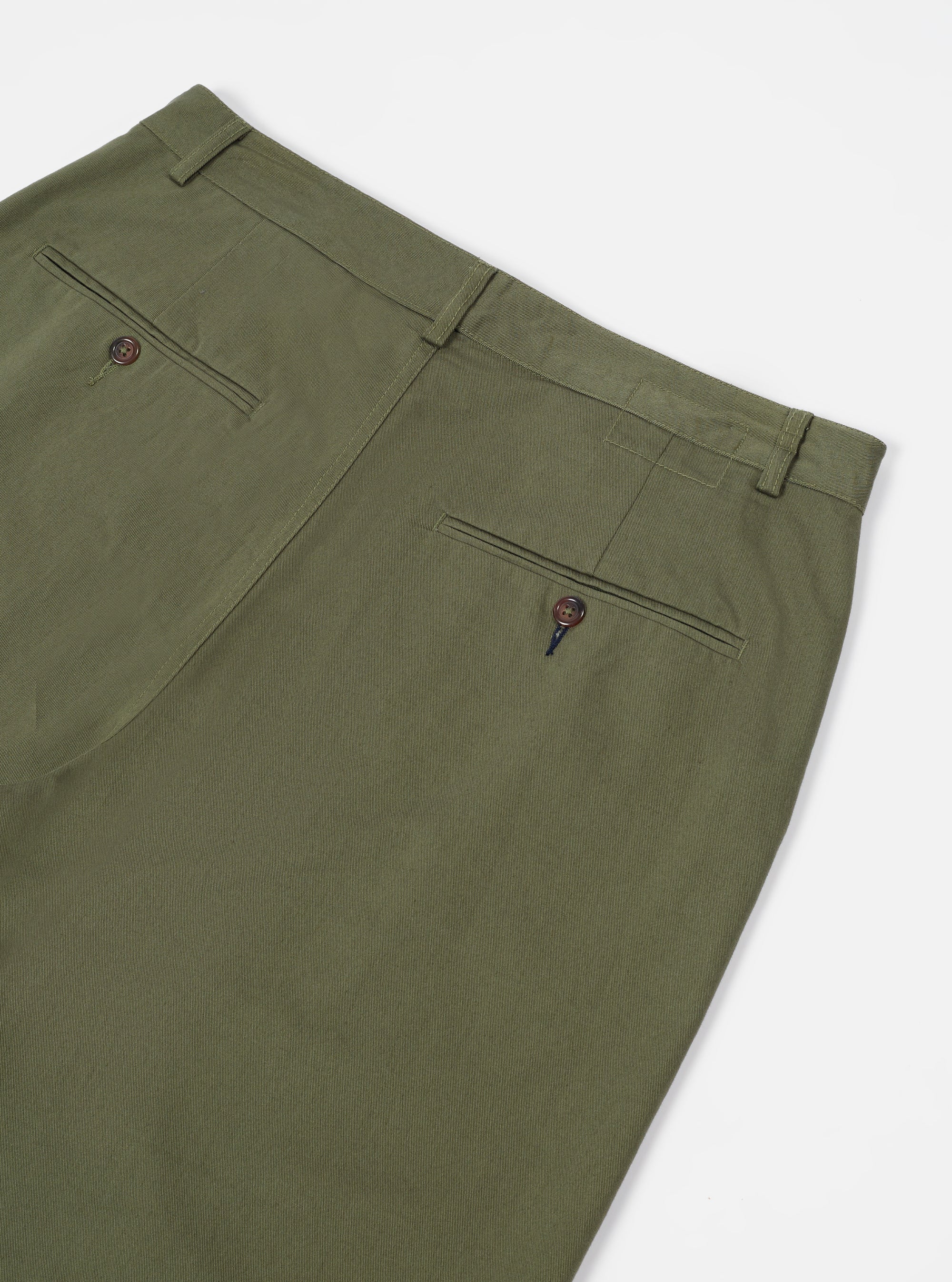 Universal Works Military Chino in Light Olive Twill