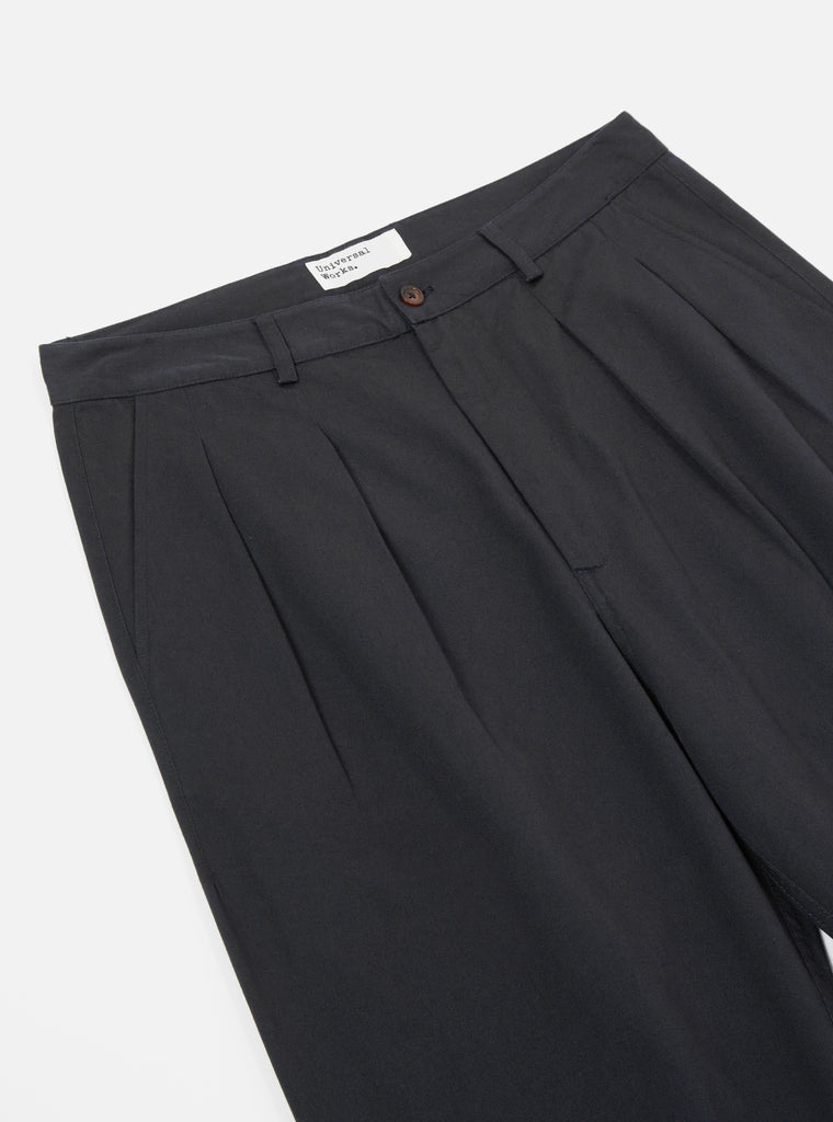 Universal Works Double Pleat Pant in Black Twill