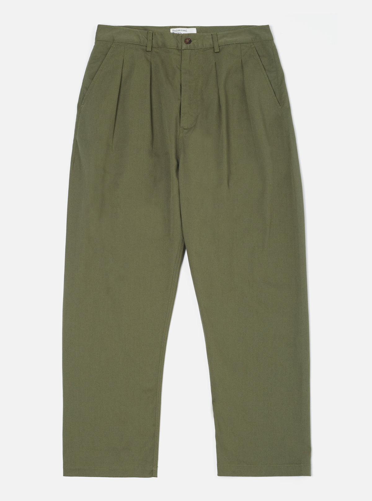 Universal Works Double Pleat Pant in Light Olive Twill