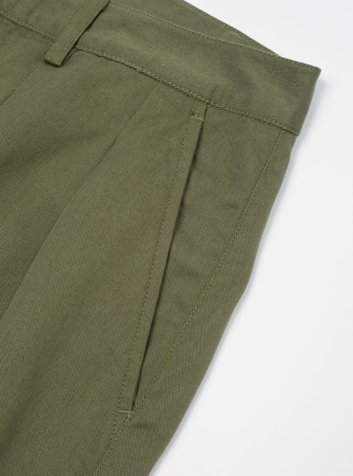 Universal Works Double Pleat Pant in Light Olive Twill