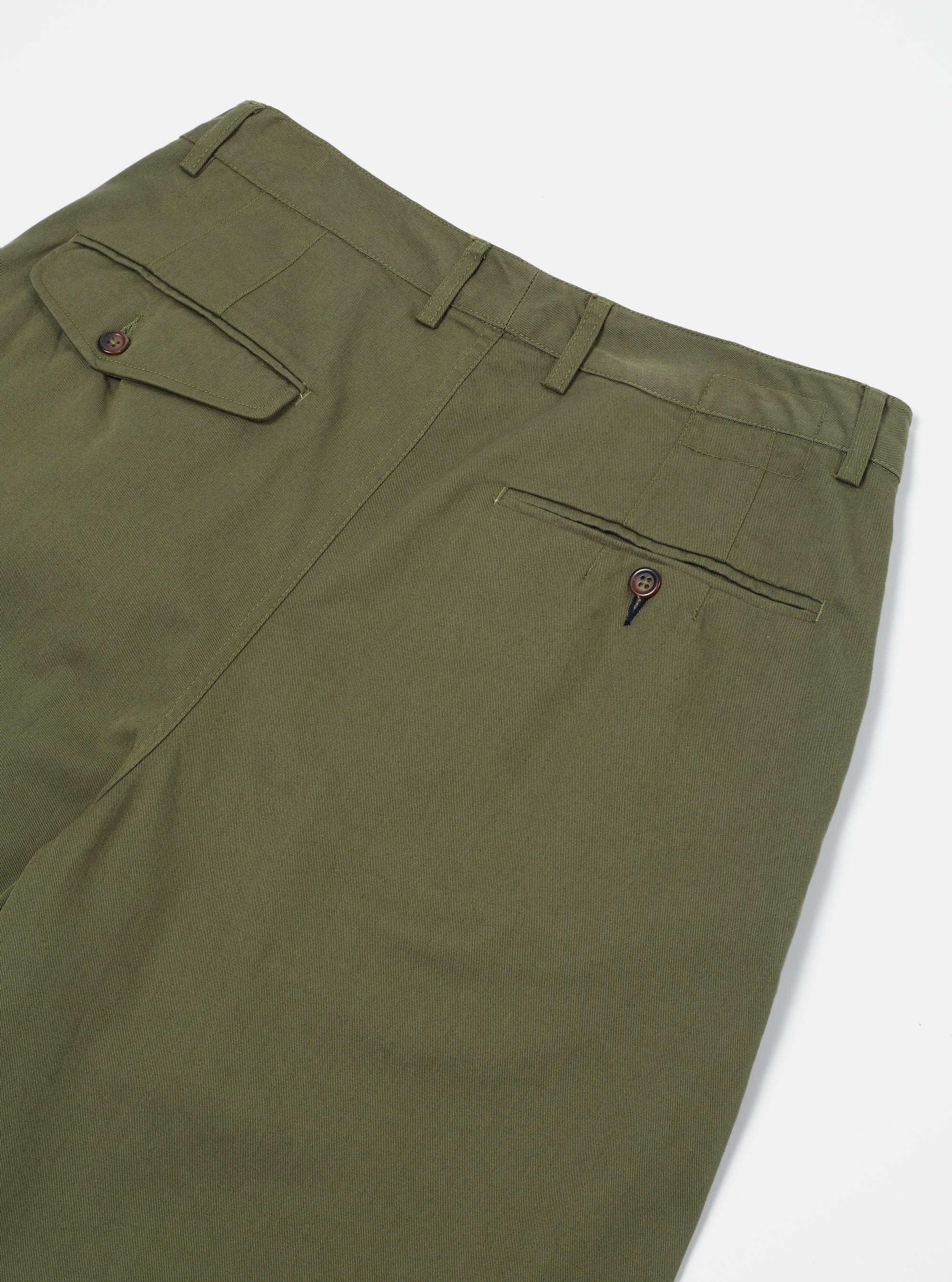 Universal Works Double Pleat Pant in Light Olive Twill