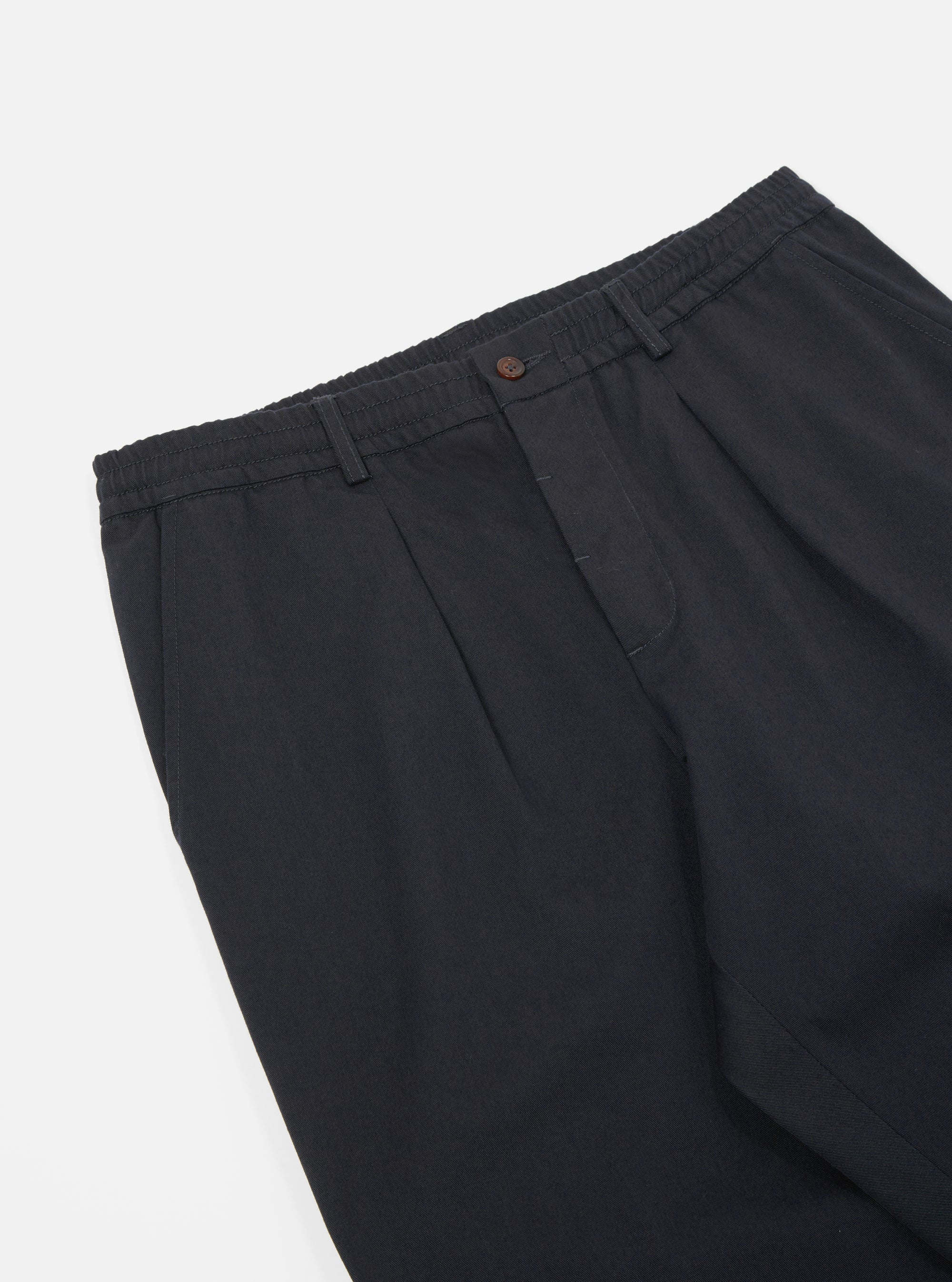 Universal Works Pleated Track Pant in Black Twill