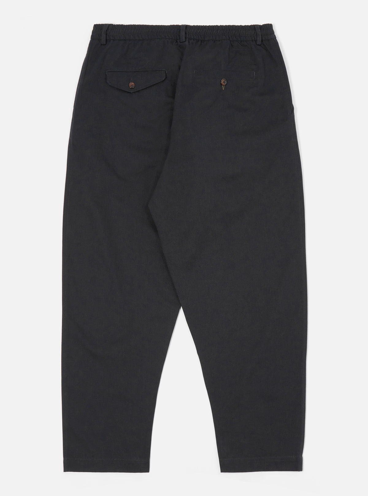 Universal Works Pleated Track Pant in Black Twill