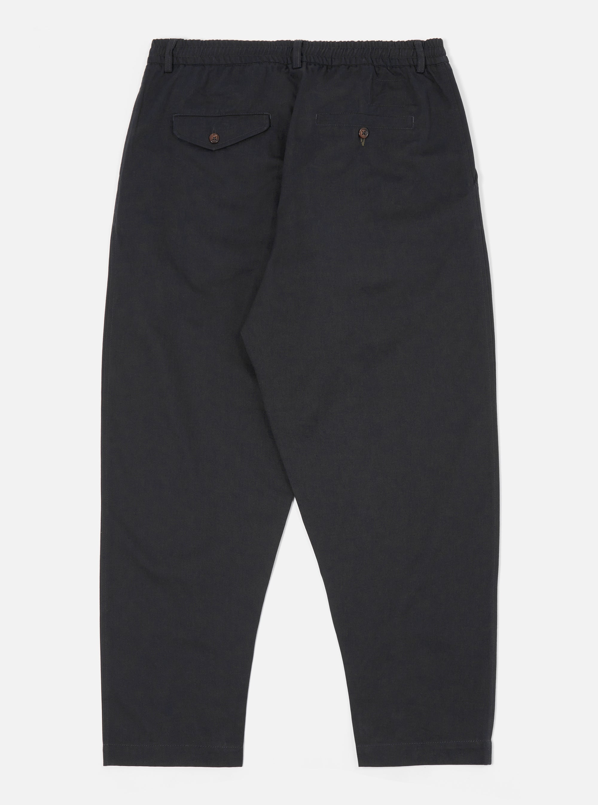 Universal Works Pleated Track Pant in Black Twill