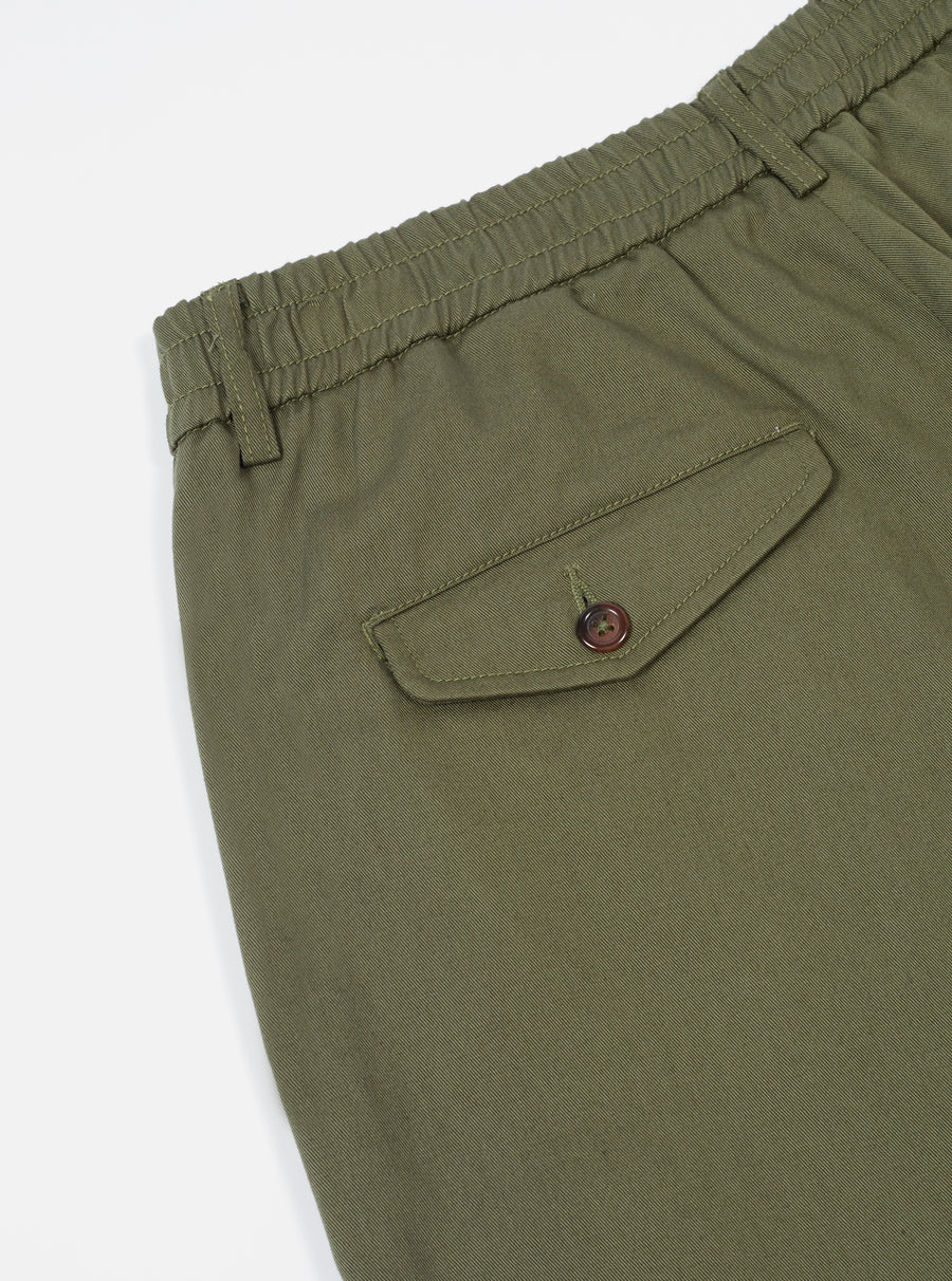 Universal Works Pleated Track Pant in Light Olive Twill