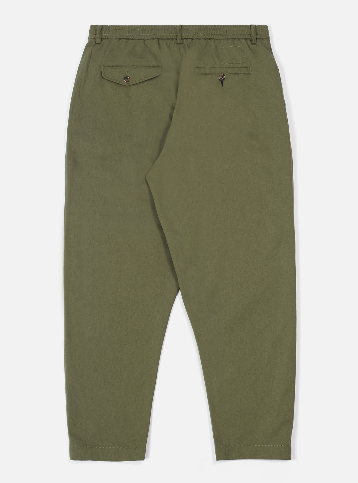 Universal Works Pleated Track Pant in Light Olive Twill