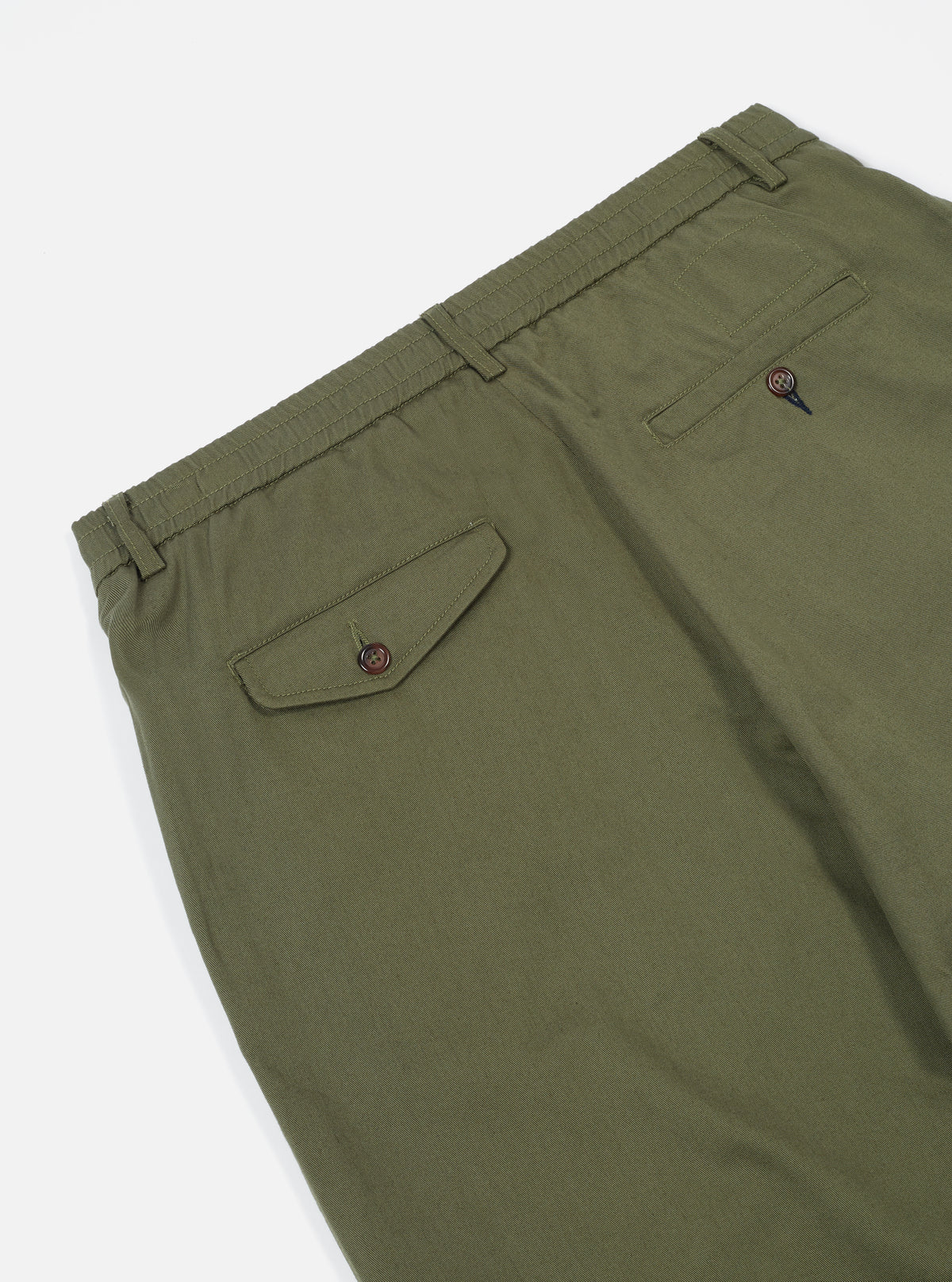 Universal Works Pleated Track Pant in Light Olive Twill