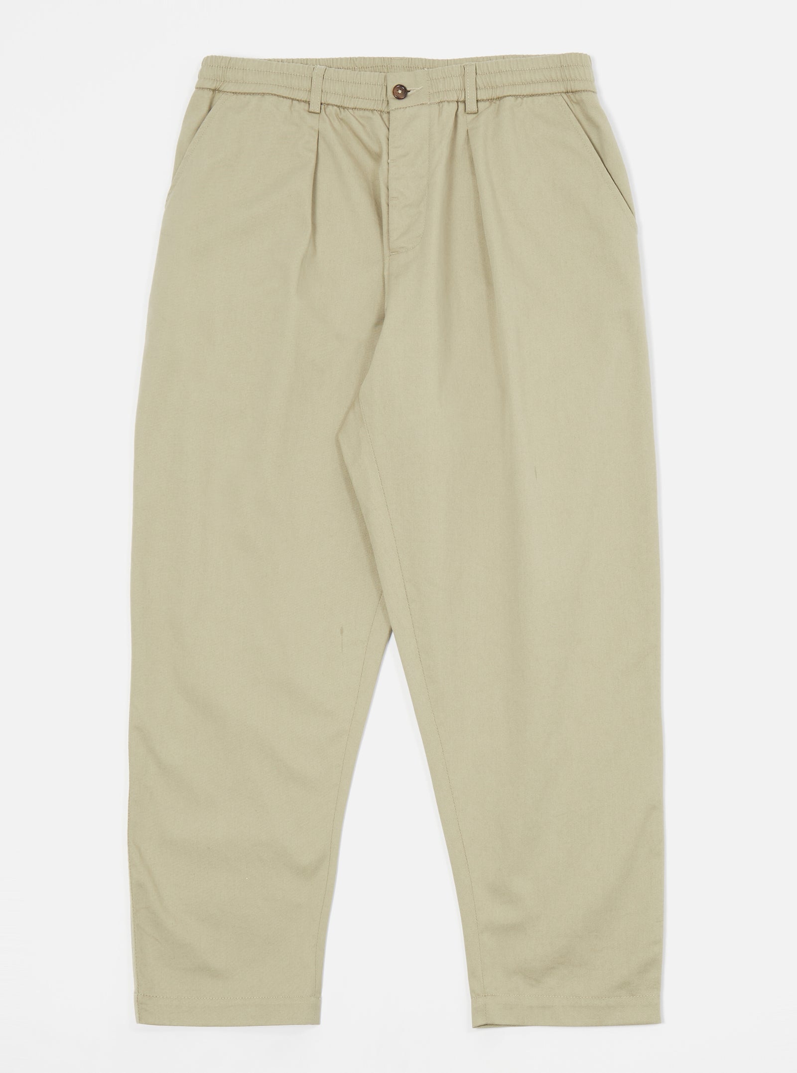 Universal Works Pleated Track Pant in Stone Twill