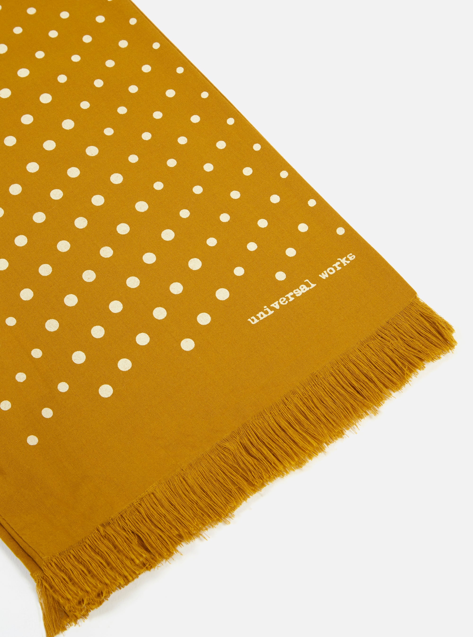Universal Works Short Scarf in Mustard Dot Print