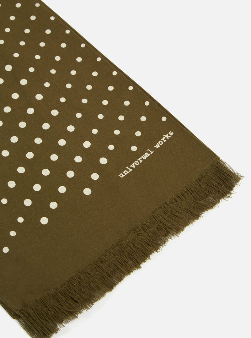 Universal Works Short Scarf in Olive Dot Print