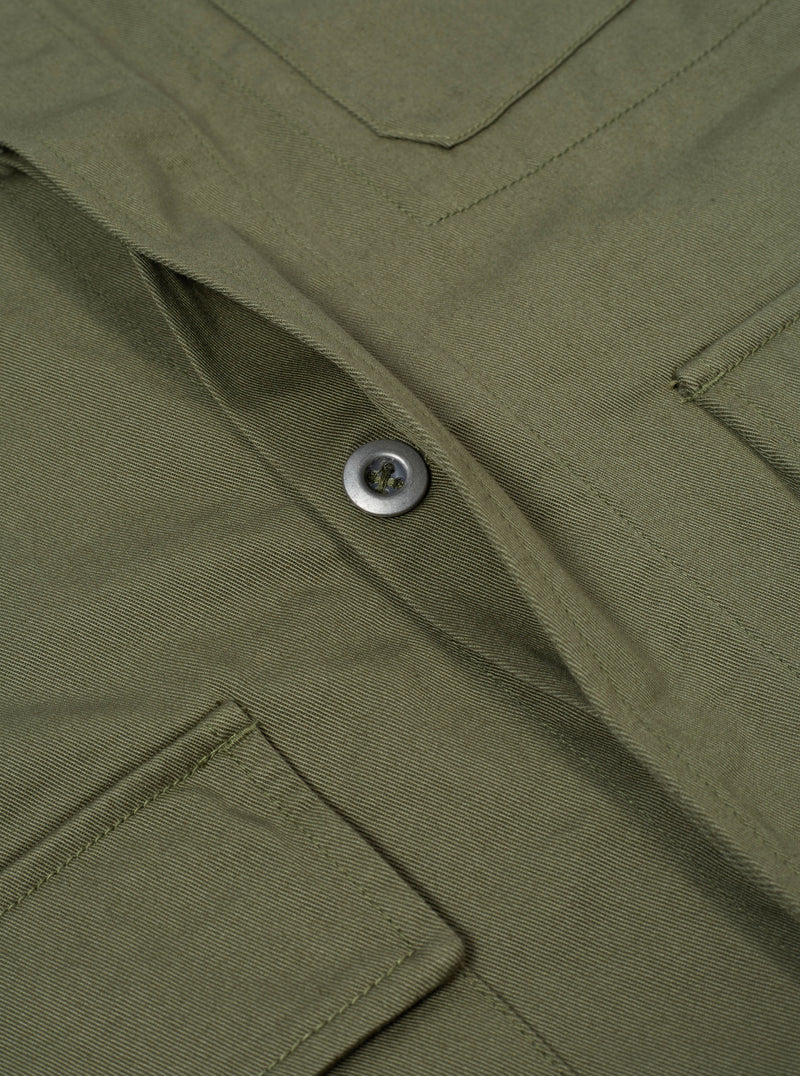 Universal Works MW Fatigue Jacket in Light Olive Twill