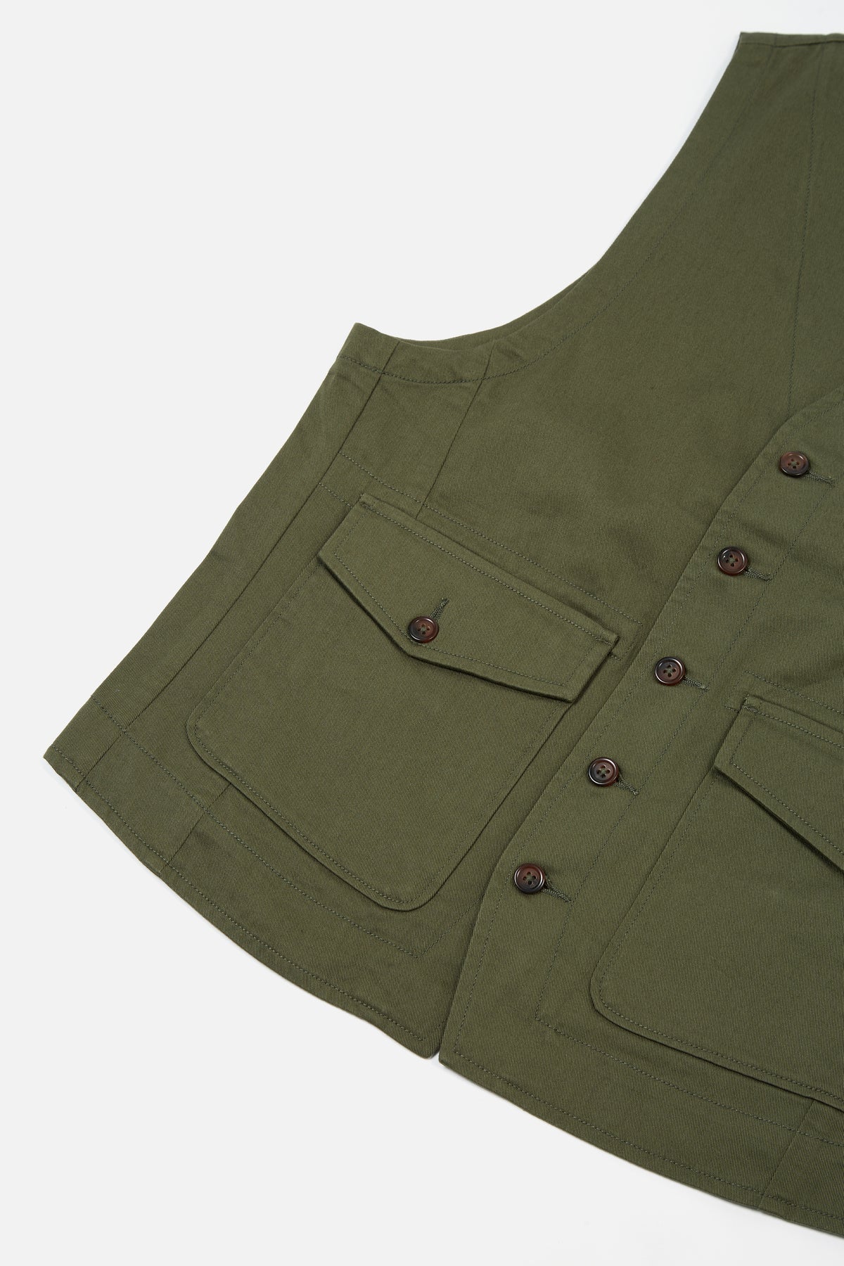 Universal Works Field Waistcoat in Light Olive Twill