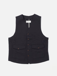 Universal Works Field Waistcoat in Black Twill