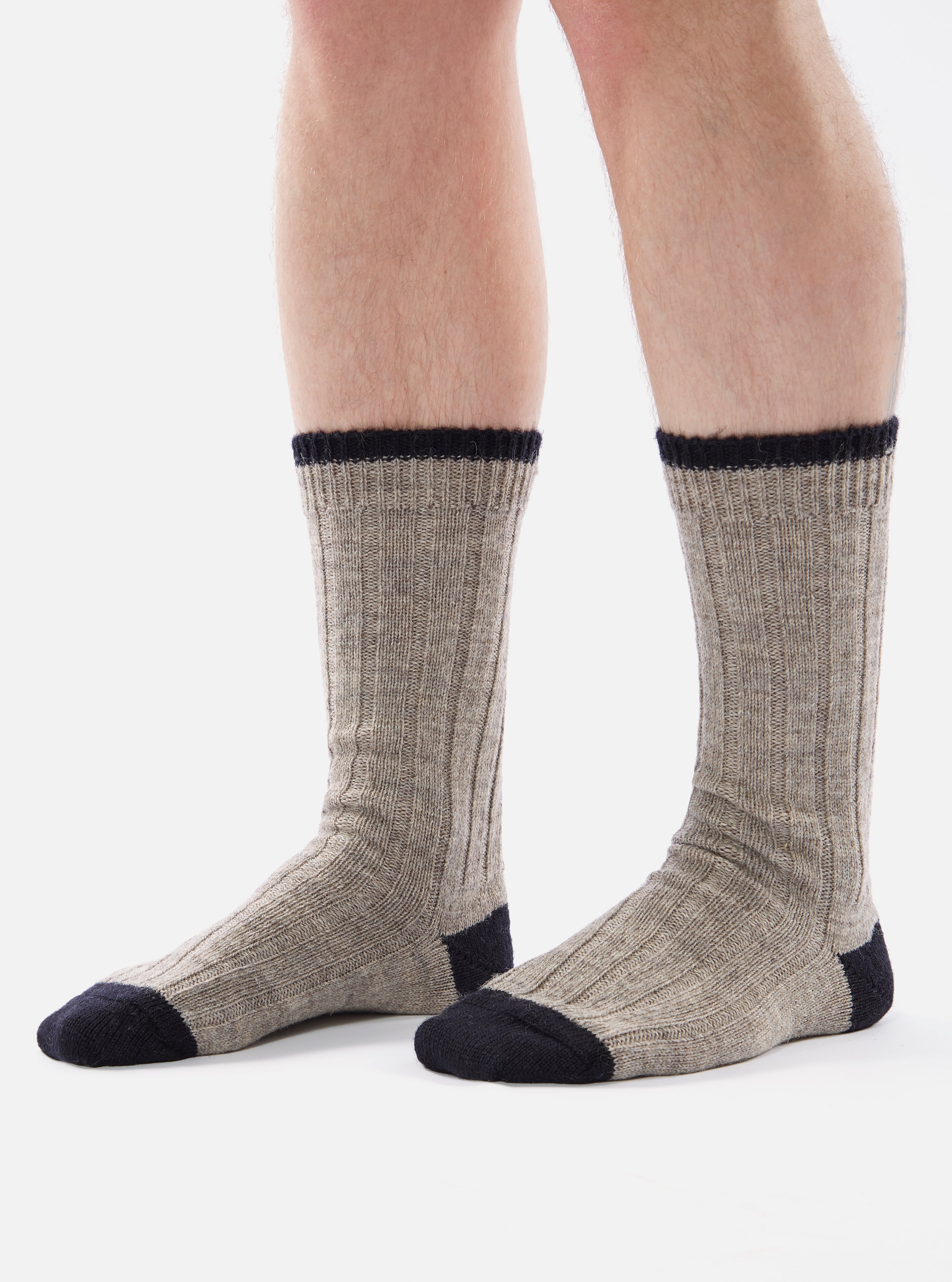 Universal Works Hike Sock In Stone Wool