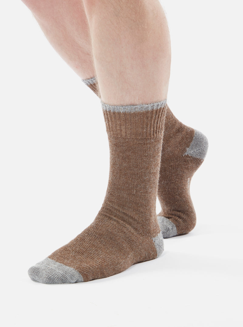 Universal Works Alpaca Sock In Brown Alpaca Wool