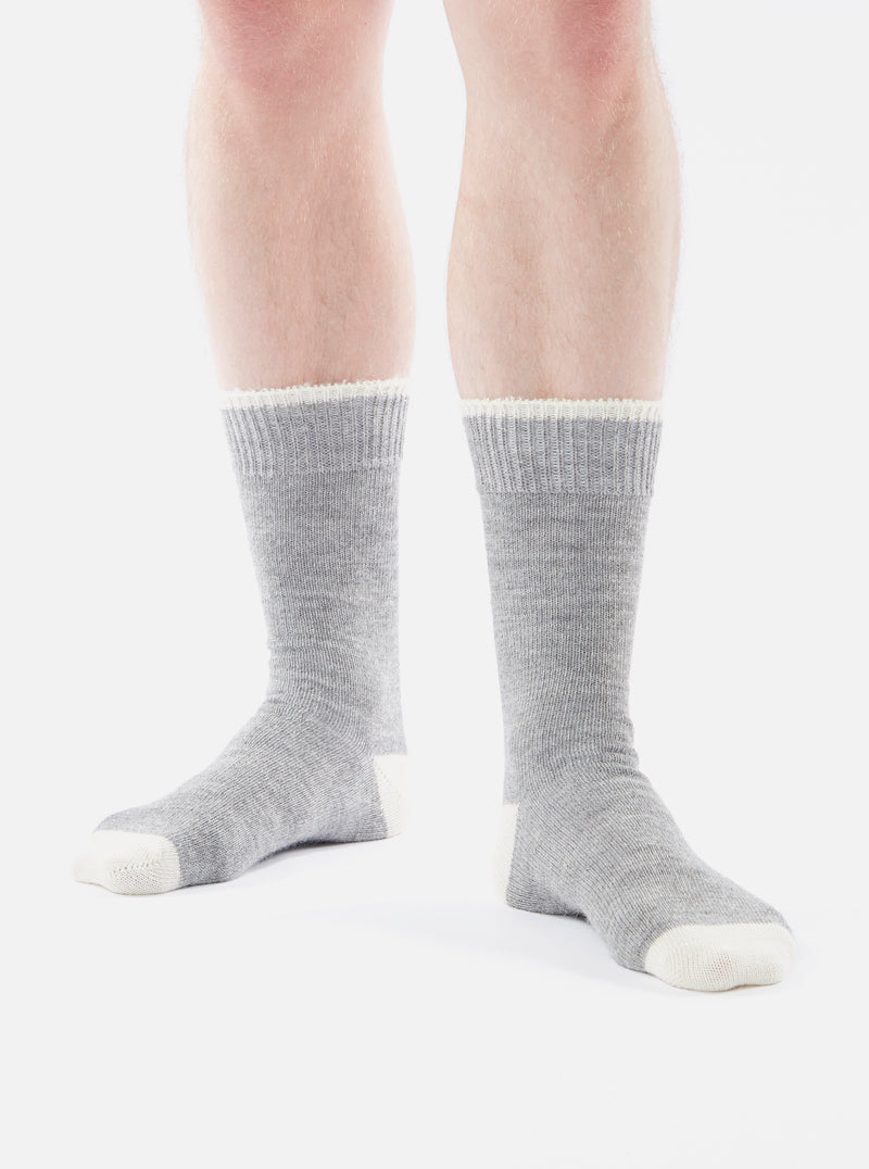 Universal Works Alpaca Sock in Grey Marl Alpaca Wool