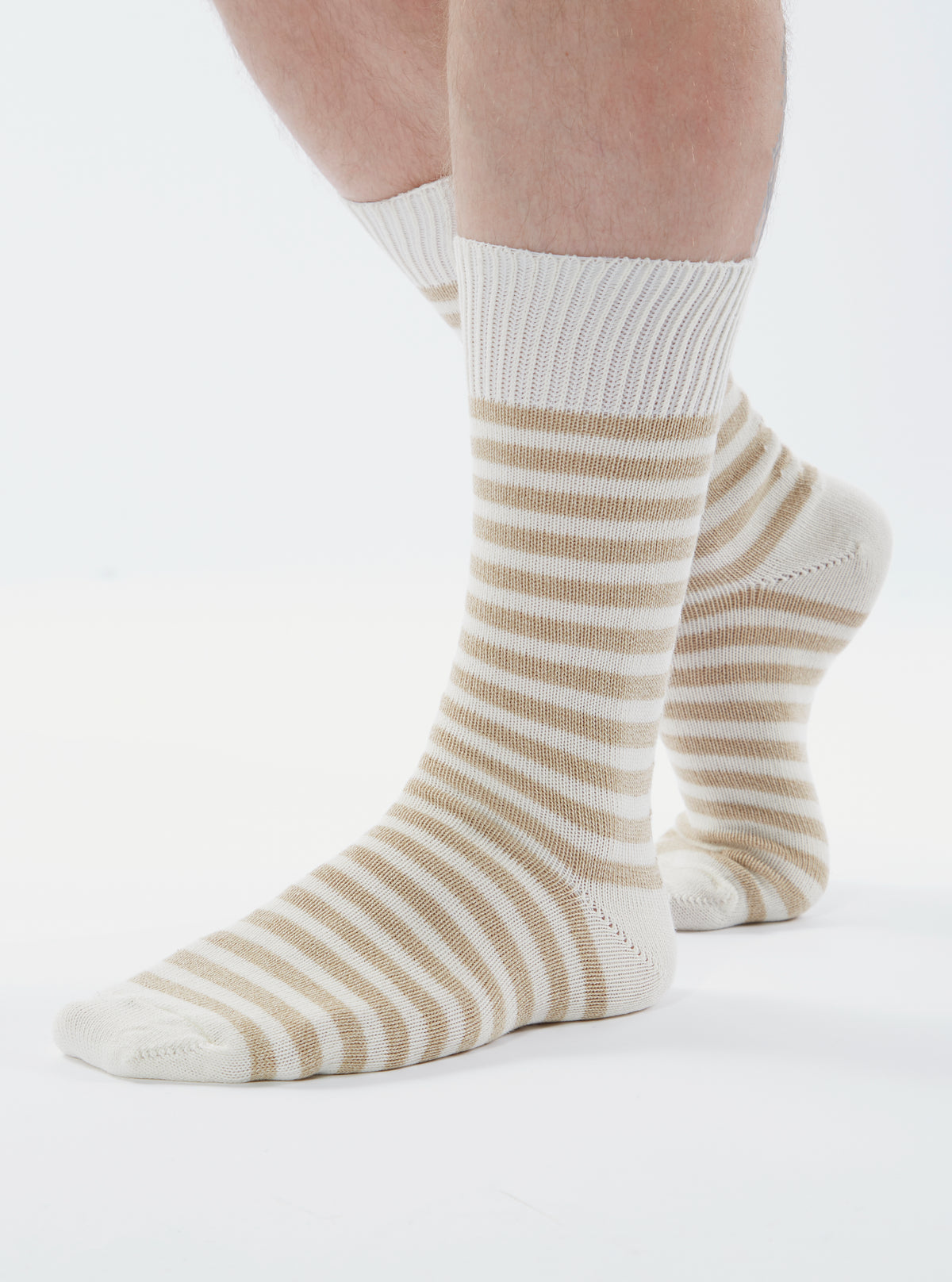 Universal Works Stripe Sock in Ecru Cotton