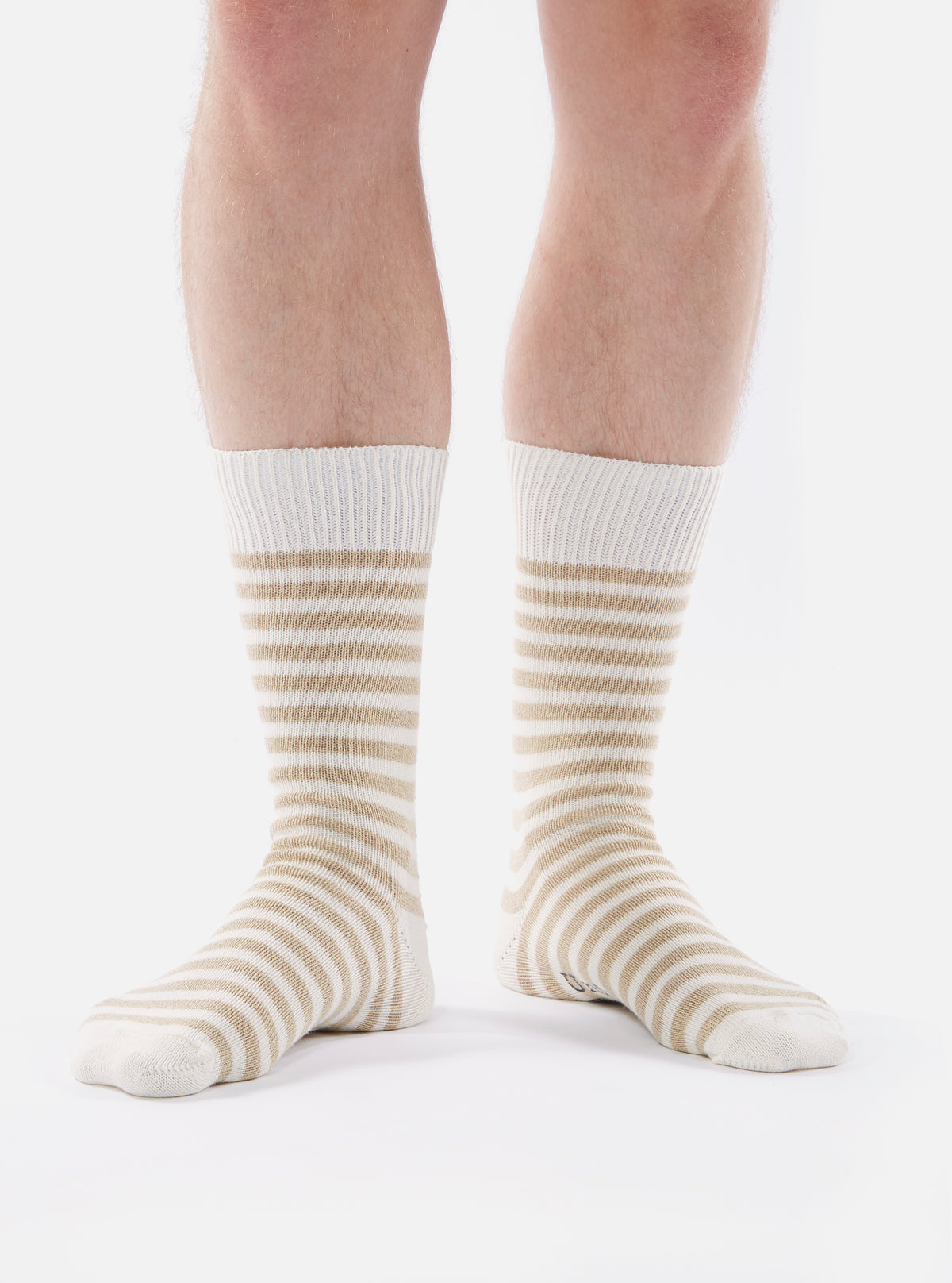 Universal Works Stripe Sock in Ecru Cotton