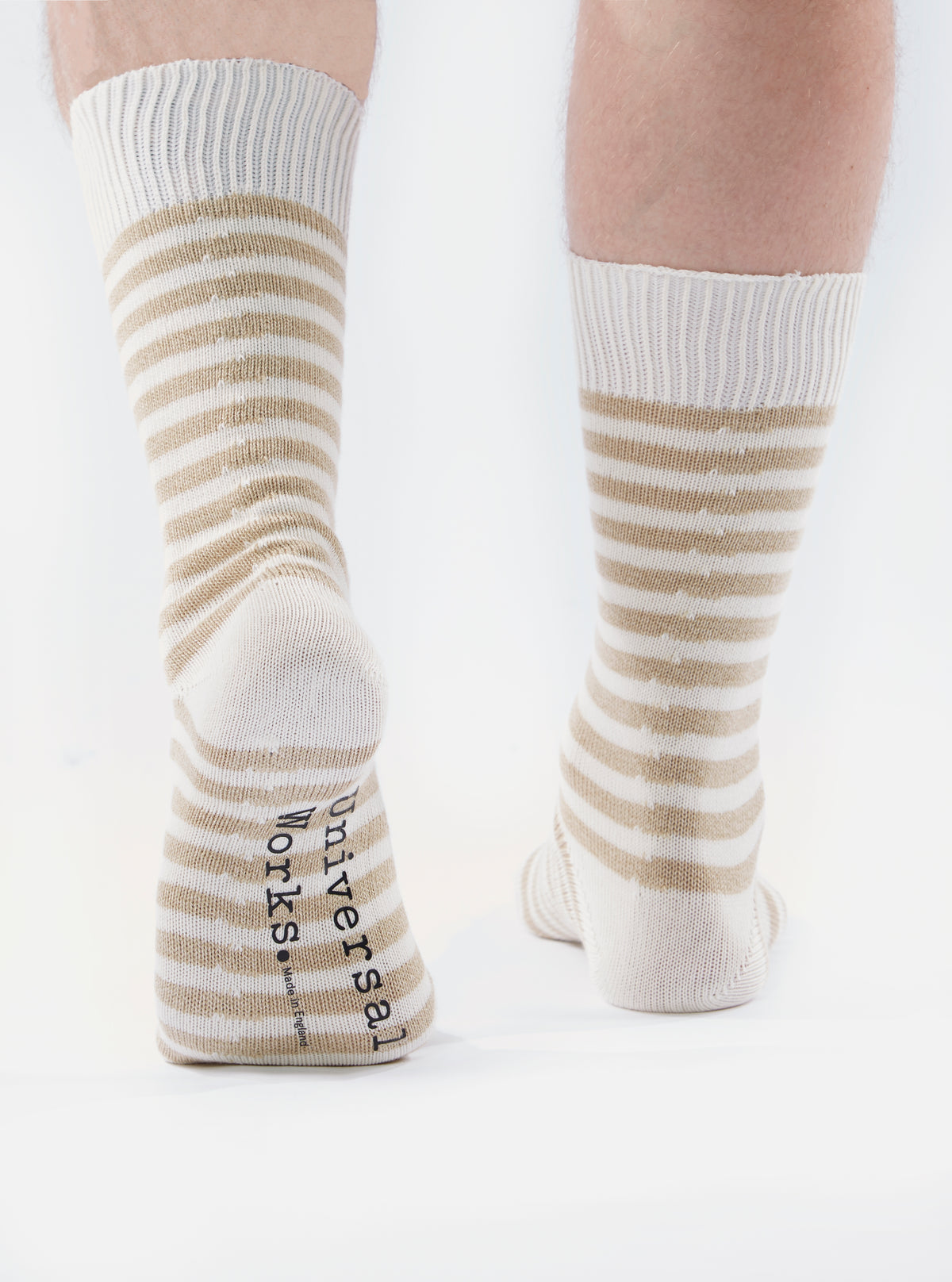 Universal Works Stripe Sock in Ecru Cotton